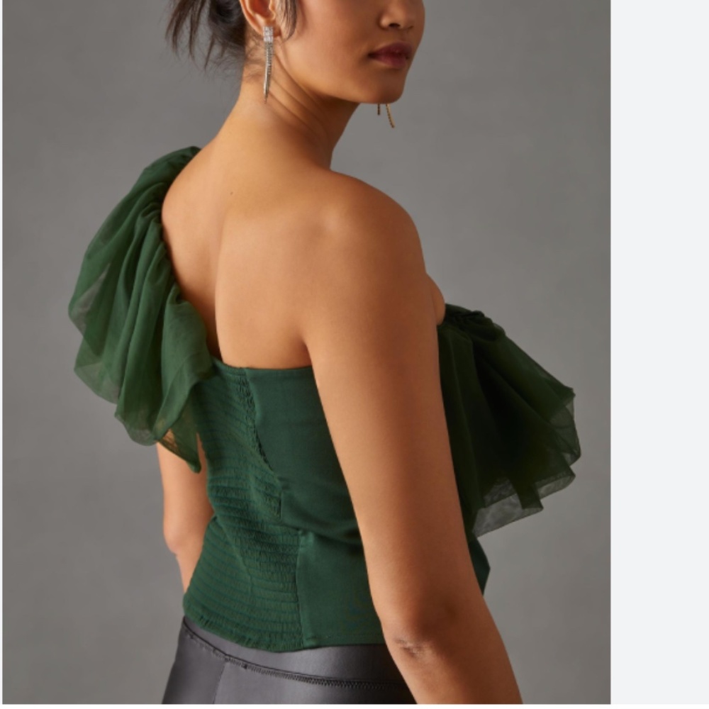 Sunday in Brooklyn One-Shoulder Ruffle Tulle Chic Glam Party Modern Trendy Top - Picture 6 of 7